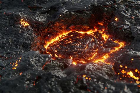 Hot Molten Lava Streaming Volcano Eruption Stream Hot Boiling Magma Venus Other Planet Surface