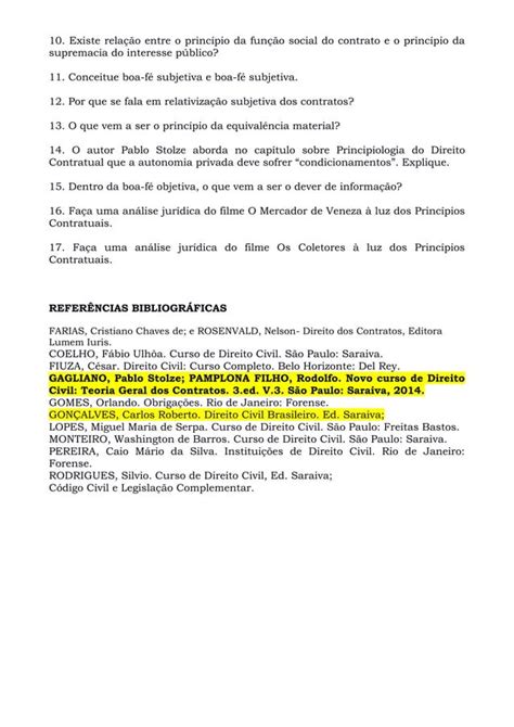 Atividade avaliativa princípios do direito contratual PDF