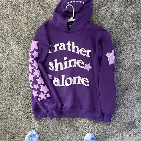 Purple Puff Printed Hoodie Depop