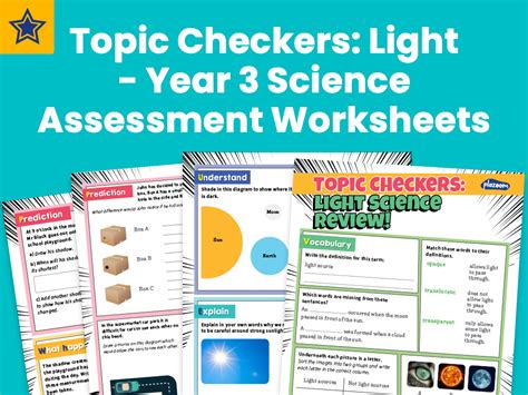 Topic Checkers Light Year 3 Science Assessment Worksheets Teaching