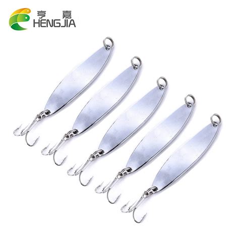 Hengjia Pcs Spoon Lures Metal Fishing Lure Hard Sequin Silver Fishing