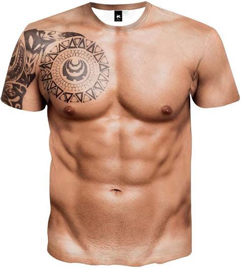 Fancybox Nuevos Hombres Divertidos Tatuaje Del Músculo Camiseta Camiseta Undershirt 3d Impresión