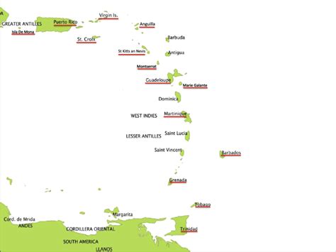 Map Of The Caribbean The Islands In Which The Model Has Been Applied Download Scientific