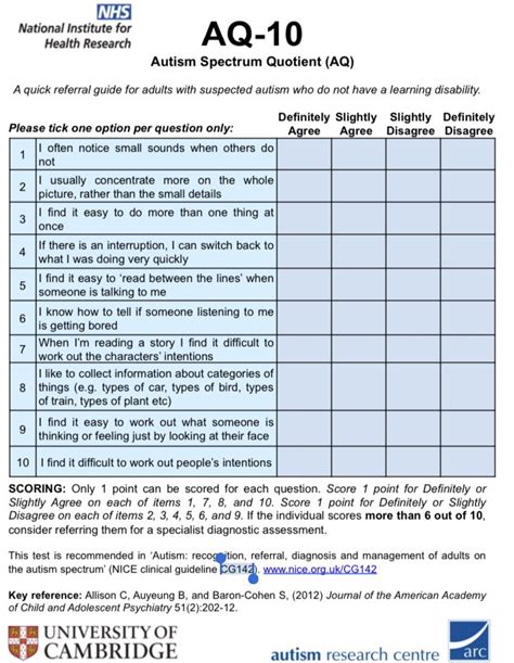 Autism Spectrum Screening Questionnaire Pdf Un Waddell