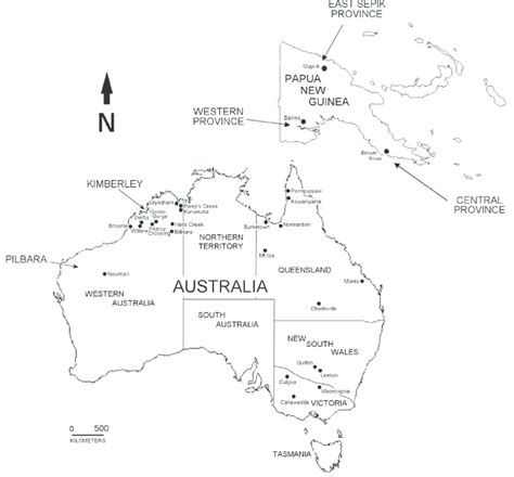 Map Of Australia And Papua New Guinea Showing The Geographic Origins Of