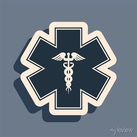 Black Emergency Star Medical Symbol Caduceus Snake With Stick Posters