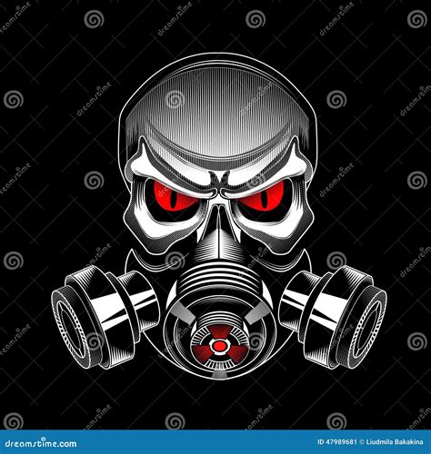 Skull Wearing A Gas Mask Cartoon Vector CartoonDealer 47989681