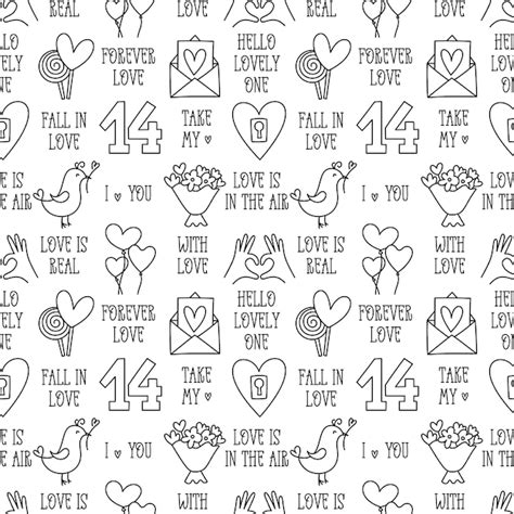 Premium Vector Valentines Day Doodle Style Seamless Pattern