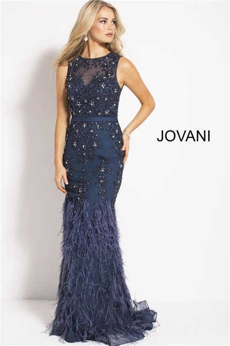 Style 54462 From Jovani Is A Fitted Sheer Embellished Sleeveless Gown