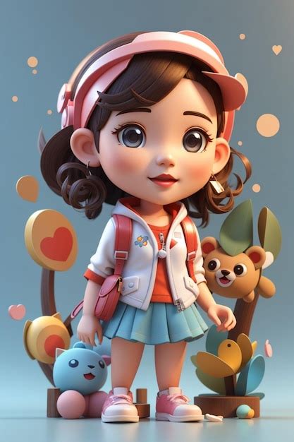 Premium Photo 3d Illustration Cute Girl