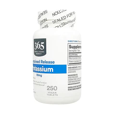 Sustained Release Potassium 99mg 250 Vegan Tablets At Whole Foods Market