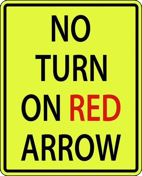 No Turn On Red Arrow Sign On White Background 12500517 Vector Art at ...