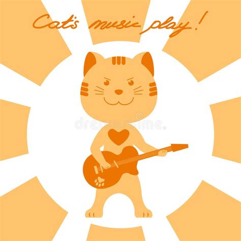 Funny Cat Playing Guitar Vector Illustration Stock Vector - Illustration of face, color: 143036064