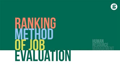 Ranking Method Of Job Evaluation Youtube