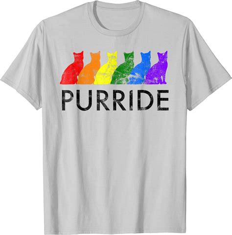 Gay Pride Cat Shirt Lgbt Purride Shirt Rainbow T Tshirt Clothing Shoes And Jewelry