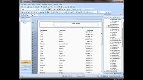 Creating A Custom Report Using The Design Tab In Crystal Reports YouTube