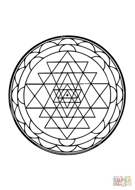 Mandala with Sri Yantra Geometría sagrada Mandalas Geometría