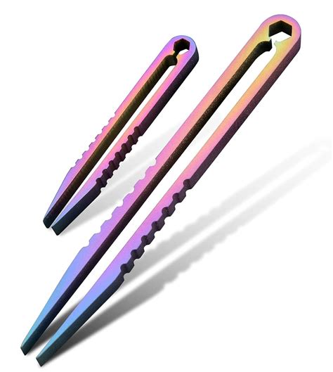 Canku 2pcs Mini Tweezers Titanium Portable Titanium Alloy