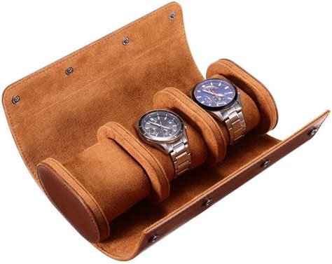 Hatofes Watch Box For Men Watch Roll Case Slot Leather Watch Case