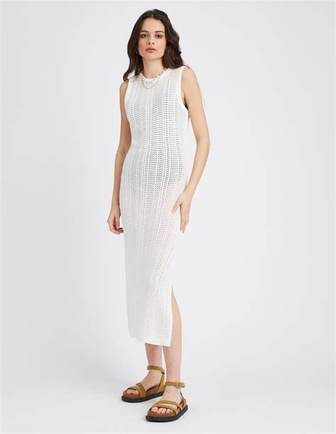 Robe Longue En Crochet Blanc Bzb