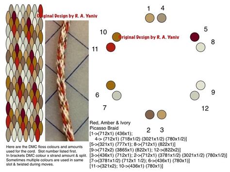 Red Amber Ivory Picasso Kumihimo Braid In Kumihimo Kumihimo