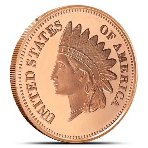 1 Oz Copper Indian Head Penny SilverTowne Round New Provident Metals