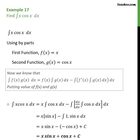 Example 17 - Find integral x cos x dx - Chapter 7 Class 12