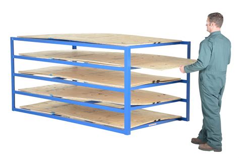 Grainger Approved Horizontal Sheet Storage Rack 5 Bays 54 In X 102 In X 48 In Blue 1bby4