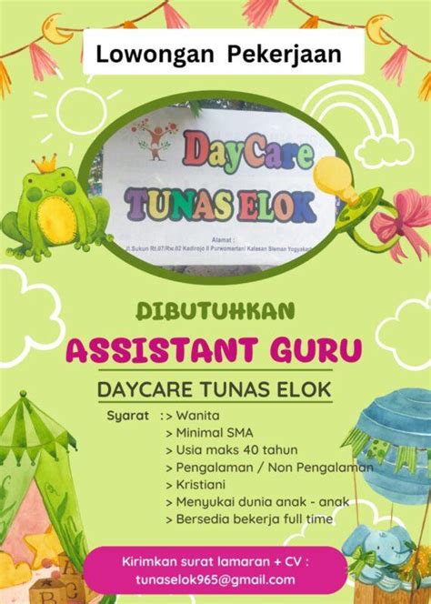 Lowongan Kerja Assistant Guru Di Daycare Tunas Elok LokerJogja ID