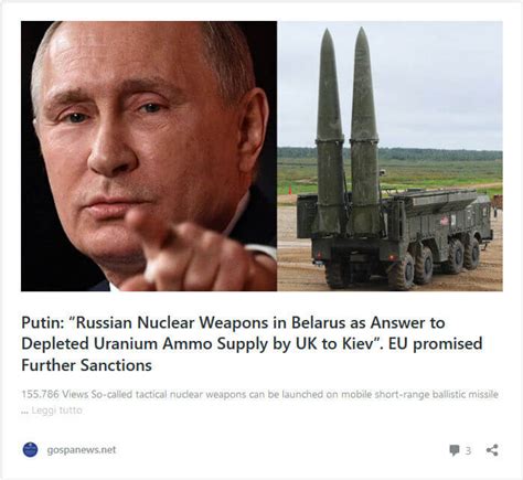 Russia Has Announced The Deployment Of Non Strategic Nuclear Weapons In