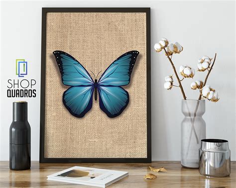 Borboleta Quadro decoração moderno sala quarto casa placa A3