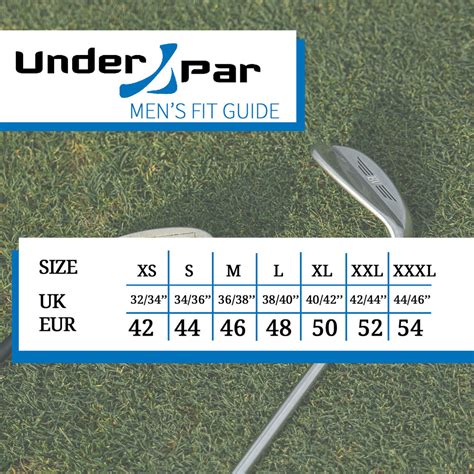 Under Par Mens Golf Clothing Size Guide | Pan World Brands