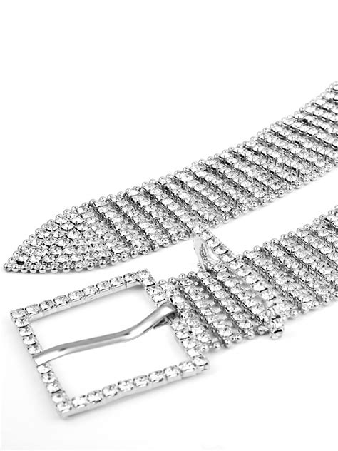 Women Rinestone Decor Waist Belt