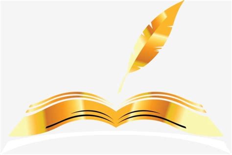 Золотая книга с пером: векторное изображение и PNG-ресурс