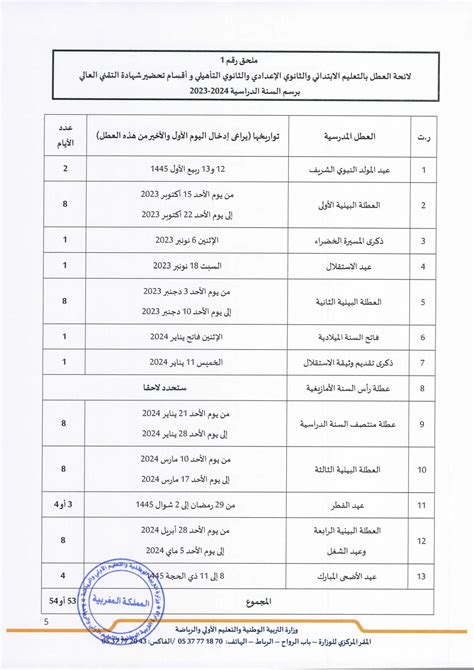 هذه لائحة العطل الرسمية القادمة لسنة 2023 2024 وثيقة كشفت وزارة