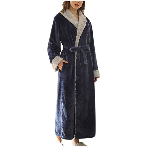 Hvyesh Womens Soft Plush Fleece Hooded Bathrobe Full Length Long Warm Lounge Robe 2024 Winter