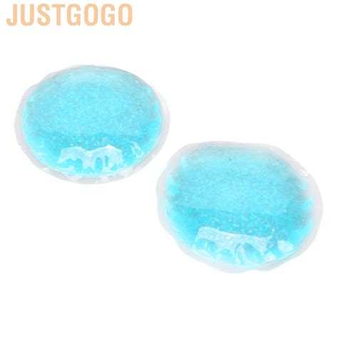 Justgogo Pair Hot Cold Compress Eye Pad Blue Round Swelling Strain Relief Cooling Ice Gel Pack
