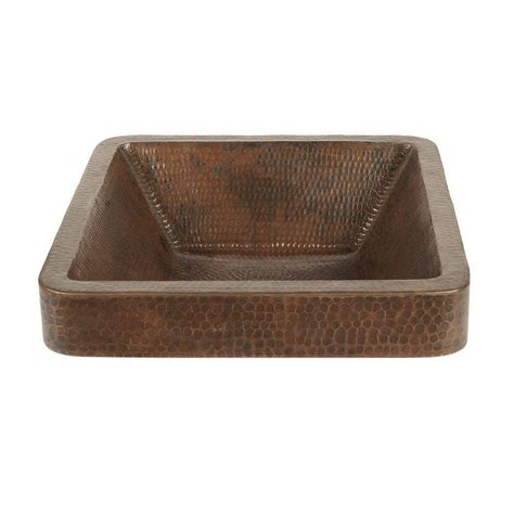 Premier Copper Products Square Skirted Hammered Copper Vessel Sink In