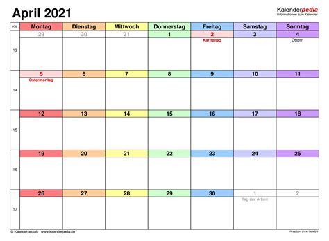 Kalender April 2021 Riset