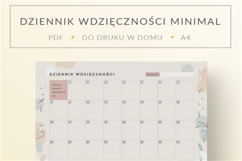 Dziennik Wdzięczności Minimal planer wdzięczności do druku