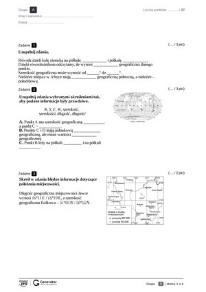 Test Rozdzia Wsp Rz Dne Geograficzne Test Z Widoczn Punktacj