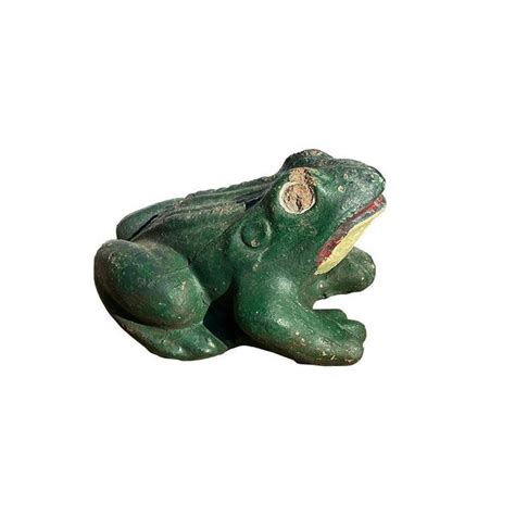 Vintage Green Painted Concrete Garden Frog Statue | Chairish