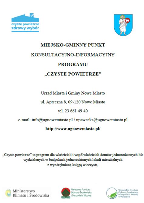 Miasto I Gmina Nowe Miasto Punkt Konsultacyjno Informacyjny Programu