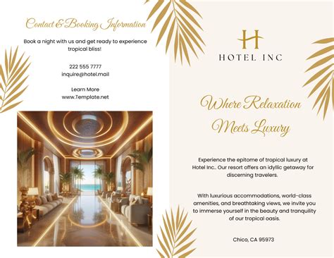 Free Hotel Resort Bi Fold Brochure Template To Edit Online