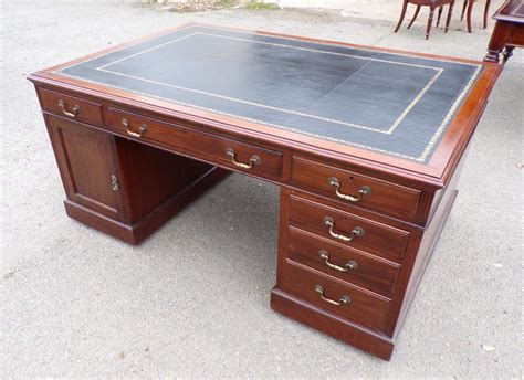 Antique Partners Desk Victorian Mahogany Drawers And Cupboards