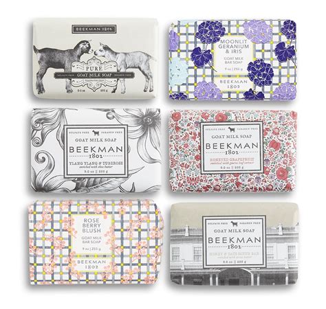 Beauty Bath And Body Body Cleansers Beekman 1802 6 Piece Assorted Goat Milk Soap Bars Tsc