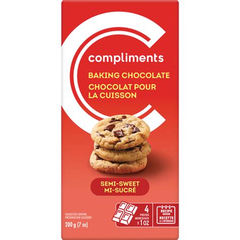 Baking Chocolate Semi-Sweet 200 g | Compliments.ca