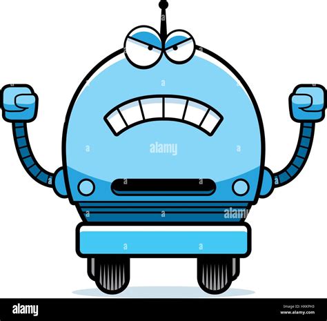 A Cartoon Illustration Of A Male Blue Robot Looking Angry Stock Vector