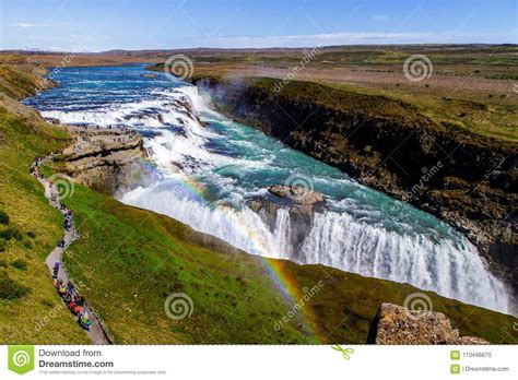 Rainbow Over the Gullfoss Waterfall in Iceland 11.06,2017 Editorial ...