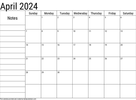 2024 April Calendars Handy Calendars